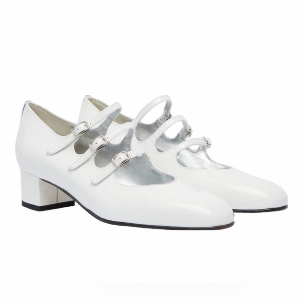 WORN ONCE Carel Kina - Patent White Mary Jane Heels